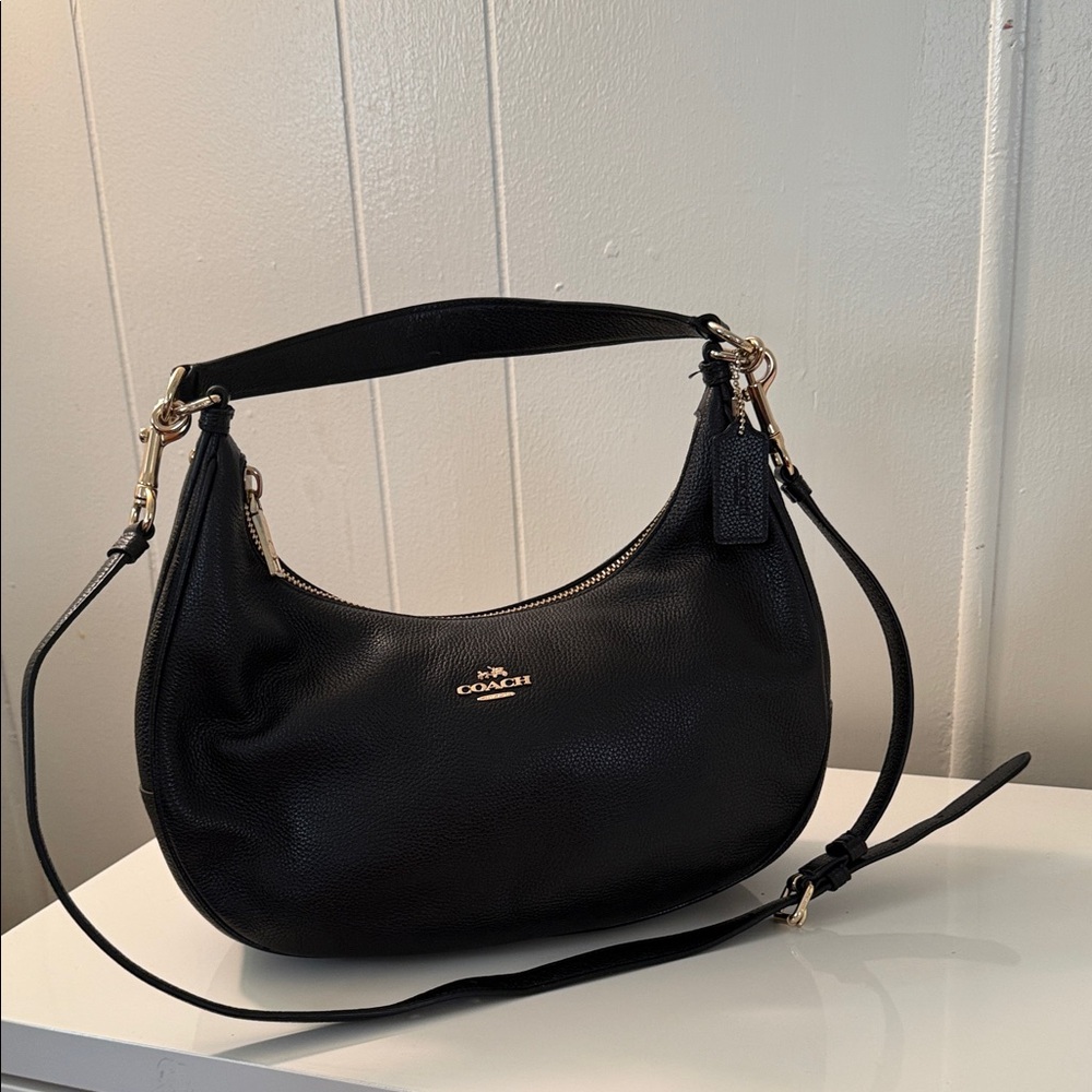 Coach Black Pebbled Leather Shoulder Bag